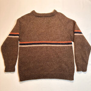 Handmade | Recycled Wool Blend Stripe Sweater | Earthtone Heritage Knit | M